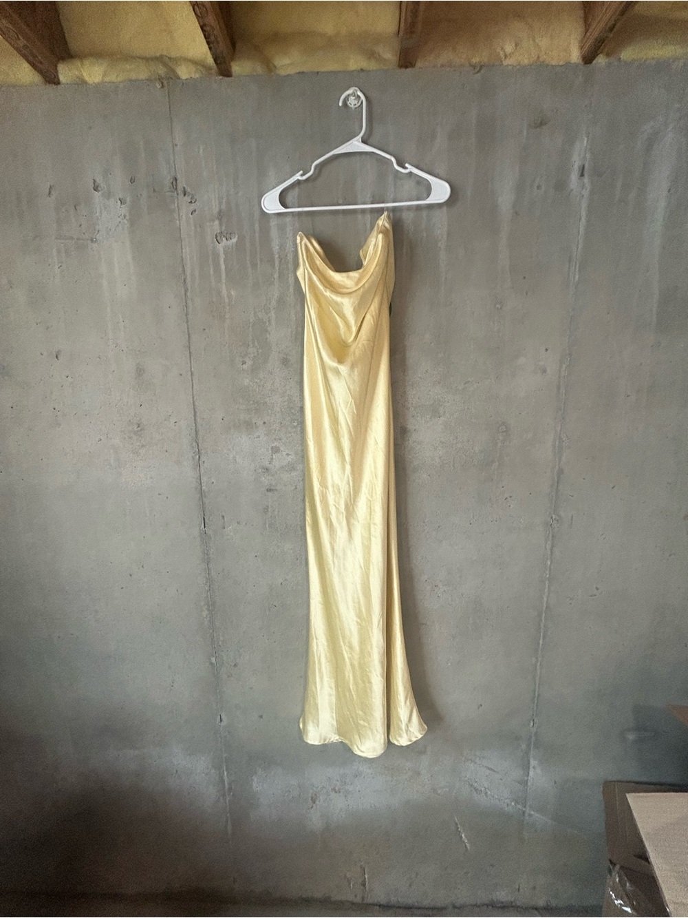 Baby boo Rhenna dress Elegant Satin Cowl Neck Slip Dress in Pale Yellow
